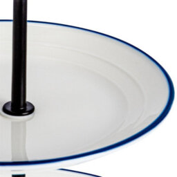 Nicola Spring Farmhouse Cake Stand - White Porcelain Rustic Country Cottage Afternoon Tea Stand With Rolled Rims & Hoop Handle - thumbnail 5