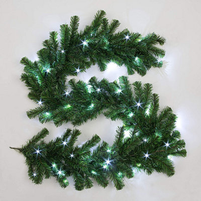 Snowtime Shatchi 2M Pre-Lit Green Christmas Garland Alaskan Pine For Fireplaces - 50 Ice White Leds - image 1