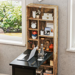 Homcom Convertible Desk With Blackboard, Multi-Function, Rustic Brown - thumbnail 9