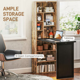 Homcom Convertible Desk With Blackboard, Multi-Function, Rustic Brown - thumbnail 5