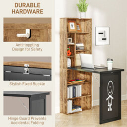 Homcom Convertible Desk With Blackboard, Multi-Function, Rustic Brown - thumbnail 4