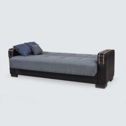 Sliding Wardrobes 4 u LTD Modern Fabric Sofa Bed With Storage - 3 Or 2 Seater With Cushions And Wooden Armrests (Black/grey,3 Seater) - thumbnail 4
