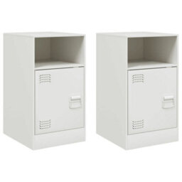 Berkfield Bedside Cabinets 2 Pcs White 34.5X39X62 Cm Steel - thumbnail 2