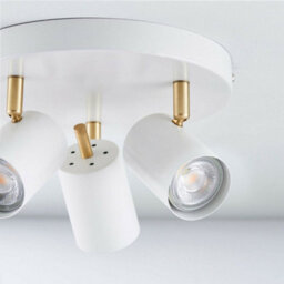 Led Tilting Ceiling Spotlight White & Brass Triple Warm White Kitchen Down Light - thumbnail 4