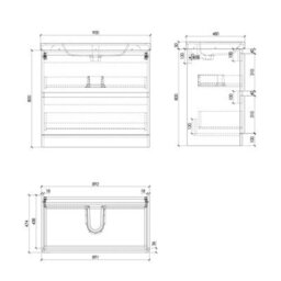 Plum&clay Marvel Gloss White Floor Standing Bathroom Vanity Unit With White Glass Basin (W)900mm - thumbnail 3