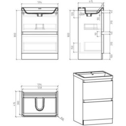 Plum&clay Marvel Gloss White Floor Standing Bathroom Vanity Unit With White Glass Basin (W)900mm - thumbnail 8