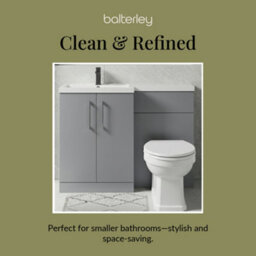 Balterley Left-Hand Bathroom Vanity And Wc Unit Combination With Basin - 1100mm - Satin Grey With Brushed Pewter Handles - thumbnail 7