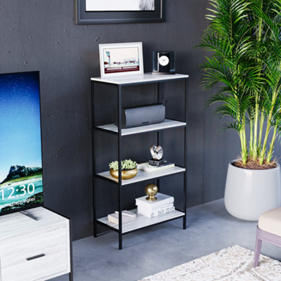 Lassic Vida Designs Brooklyn Grey 4 Tier Bookcase Industrial Freestanding Shelving Unit (H)1110mm (W)600mm (D)300mm - image 1