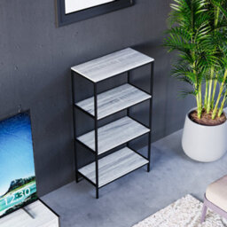 Lassic Vida Designs Brooklyn Grey 4 Tier Bookcase Industrial Freestanding Shelving Unit (H)1110mm (W)600mm (D)300mm - thumbnail 7