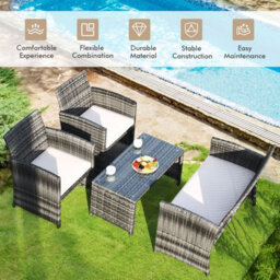 Costway 4 Pcs Patio Furniture Set Pe Rattan Outdoor Sofas W/ Cushions & Coffee Table - thumbnail 5