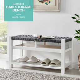 Livivo Habi Hallway Shoe Bench Grey White Storage Bench - thumbnail 2