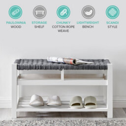 Livivo Habi Hallway Shoe Bench Grey White Storage Bench - thumbnail 7