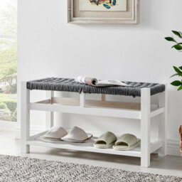 Livivo Habi Hallway Shoe Bench Grey White Storage Bench - thumbnail 8