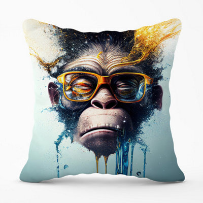 Warren Reed Designer Monkey Splashart Outdoor Cushion 45Cm X 45Cm - image 1