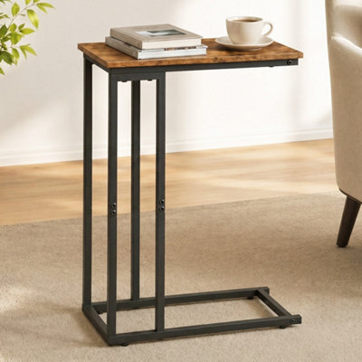 Levede Side Table C Shape Sofa Side Table Bedside Table 45Kg Burnt Finish - image 1