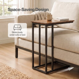 Levede Side Table C Shape Sofa Side Table Bedside Table 45Kg Burnt Finish - thumbnail 6