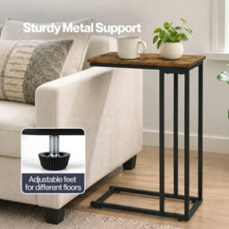 Levede Side Table C Shape Sofa Side Table Bedside Table 45Kg Burnt Finish - thumbnail 8