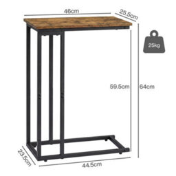 Levede Side Table C Shape Sofa Side Table Bedside Table 45Kg Burnt Finish - thumbnail 4