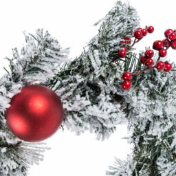 Homescapes Frosted Large Artificial Fir Branch Christmas Wreath With Red Baubles, 19 Inch - thumbnail 3