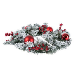 Homescapes Frosted Large Artificial Fir Branch Christmas Wreath With Red Baubles, 19 Inch - thumbnail 2