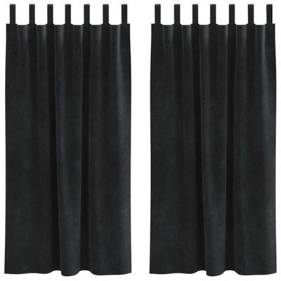 Berkfield Modern Blackout Curtains With Hanging Loops 2 Pcs Black Velvet - image 1