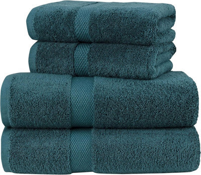 IHIDirect Supersoft 550Gsm 100% Pure Cotton 4Pc Towel Bale Set, Bath, Hand - Jade