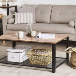 Beliani Industrial Coffee Table - Dark Brown Chipboard Top, Black Powder-Coated Iron Frame, Rectangular 106 X 60 X 46 Cm - thumbnail 2