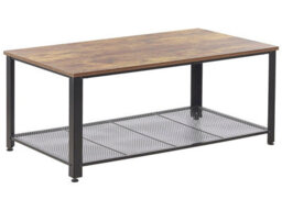 Beliani Industrial Coffee Table - Dark Brown Chipboard Top, Black Powder-Coated Iron Frame, Rectangular 106 X 60 X 46 Cm - thumbnail 3