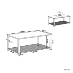 Beliani Industrial Coffee Table - Dark Brown Chipboard Top, Black Powder-Coated Iron Frame, Rectangular 106 X 60 X 46 Cm - thumbnail 4