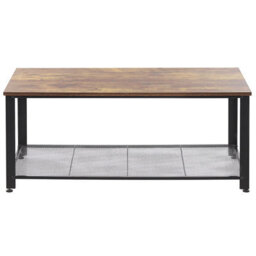Beliani Industrial Coffee Table - Dark Brown Chipboard Top, Black Powder-Coated Iron Frame, Rectangular 106 X 60 X 46 Cm - thumbnail 1