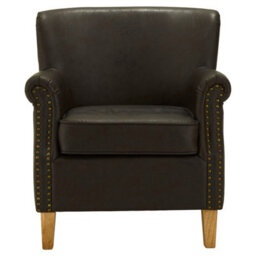 Orsina Brown Leather Effect Armchair, Easy To Clean Leather Armchair, Body Supportive High Back Accent Chair - thumbnail 8