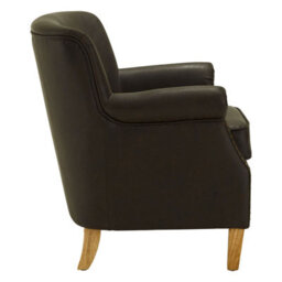 Orsina Brown Leather Effect Armchair, Easy To Clean Leather Armchair, Body Supportive High Back Accent Chair - thumbnail 3