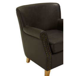 Orsina Brown Leather Effect Armchair, Easy To Clean Leather Armchair, Body Supportive High Back Accent Chair - thumbnail 5