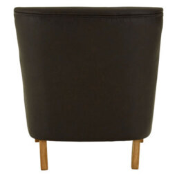 Orsina Brown Leather Effect Armchair, Easy To Clean Leather Armchair, Body Supportive High Back Accent Chair - thumbnail 4