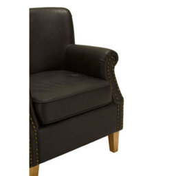 Orsina Brown Leather Effect Armchair, Easy To Clean Leather Armchair, Body Supportive High Back Accent Chair - thumbnail 6
