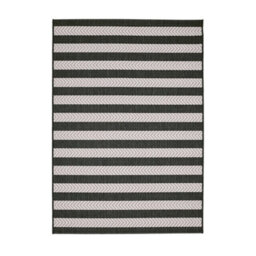 Melrose Eden Monochrome Striped Design Pile Height 3mm X-Large Area Indoor Outdoor Rug - 200/290Cm - thumbnail 4