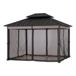 Sunjoy 3.6M X 3M Heavy-Duty Hardtop Gazebo With Mosquito Netting & Wood-Look Beams - thumbnail 2