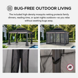 Sunjoy 3.6M X 3M Heavy-Duty Hardtop Gazebo With Mosquito Netting & Wood-Look Beams - thumbnail 7