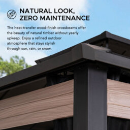 Sunjoy 3.6M X 3M Heavy-Duty Hardtop Gazebo With Mosquito Netting & Wood-Look Beams - thumbnail 5