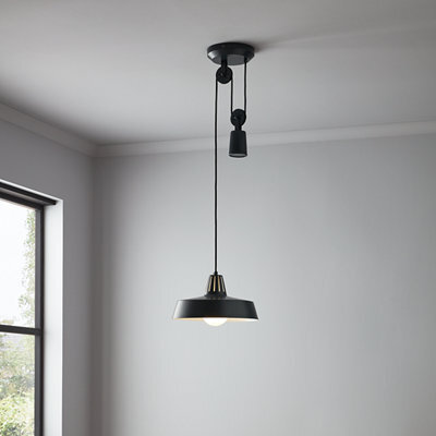 GoodHome Yarra Matt Black Pendant Ceiling Light, (Dia)300mm - image 1