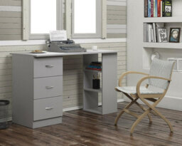Harmin Grey 120Cm Computer Desk Modern Study Writing Table Pc Workstation 3 Shelf 3 Drawers - thumbnail 1
