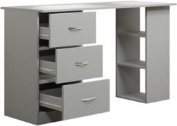 Harmin Grey 120Cm Computer Desk Modern Study Writing Table Pc Workstation 3 Shelf 3 Drawers - thumbnail 6