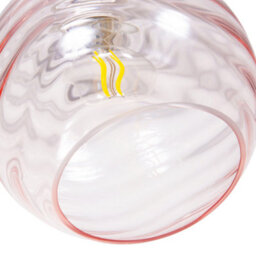 Happy Homewares Modern Designer Pink Circular Ribbed Glass Non Electric Pendant Lamp Shade - thumbnail 4