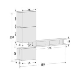 Decorotika Navarra Moduler Modern Tv Unit Wall Mount Customizable Layout High Gloss White - thumbnail 6