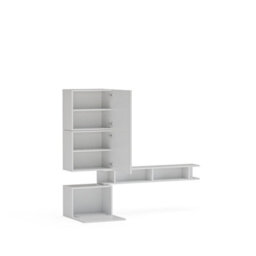 Decorotika Navarra Moduler Modern Tv Unit Wall Mount Customizable Layout High Gloss White - thumbnail 5