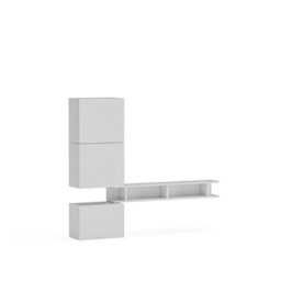 Decorotika Navarra Moduler Modern Tv Unit Wall Mount Customizable Layout High Gloss White - thumbnail 4