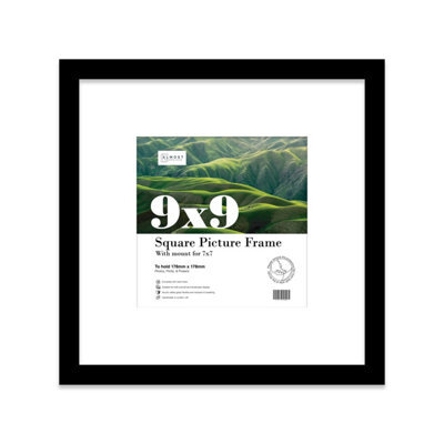 "9X9"" Black Picture Frame - 9X9"" Square Frame With 7X7"" Mount For 9X9""/7X7"" Pictures Art Deco Style Room Decor, 1 Pack" - image 1