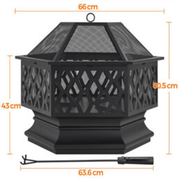 Yaheetech Hex-Shaped Fire Pit With Spark Screen And Poker Patio Garden Backyard Outdoor Camping Heater Log Burner - thumbnail 3