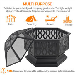 Yaheetech Hex-Shaped Fire Pit With Spark Screen And Poker Patio Garden Backyard Outdoor Camping Heater Log Burner - thumbnail 8