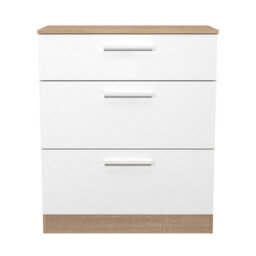 Trent 3 Drawer Deep Chest Of Drawers In White Matt & Black Matt (Ready Assembled) - thumbnail 2